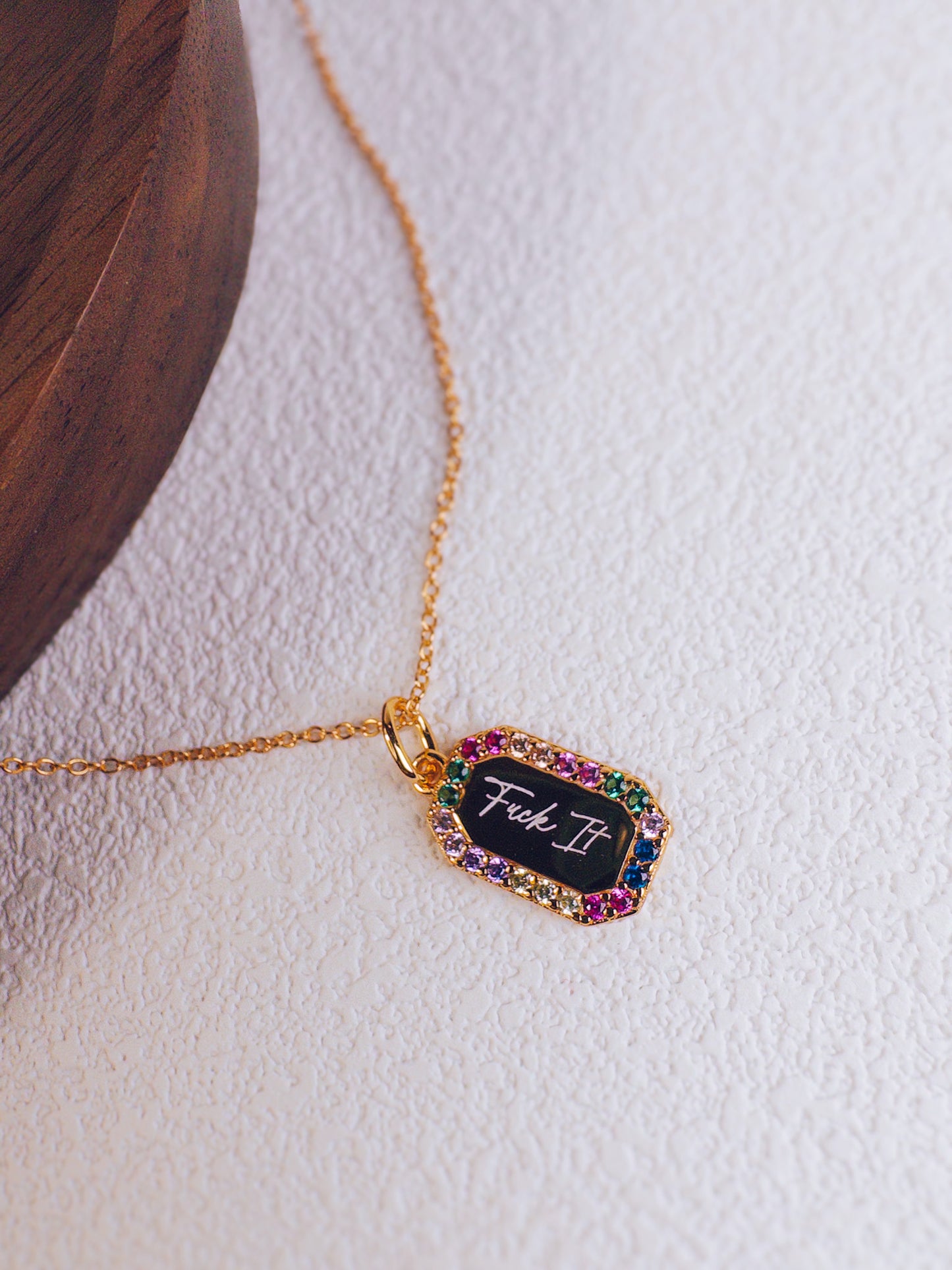 Fuck It Rainbow Necklace- 18k Gold Plated Sterling Silver