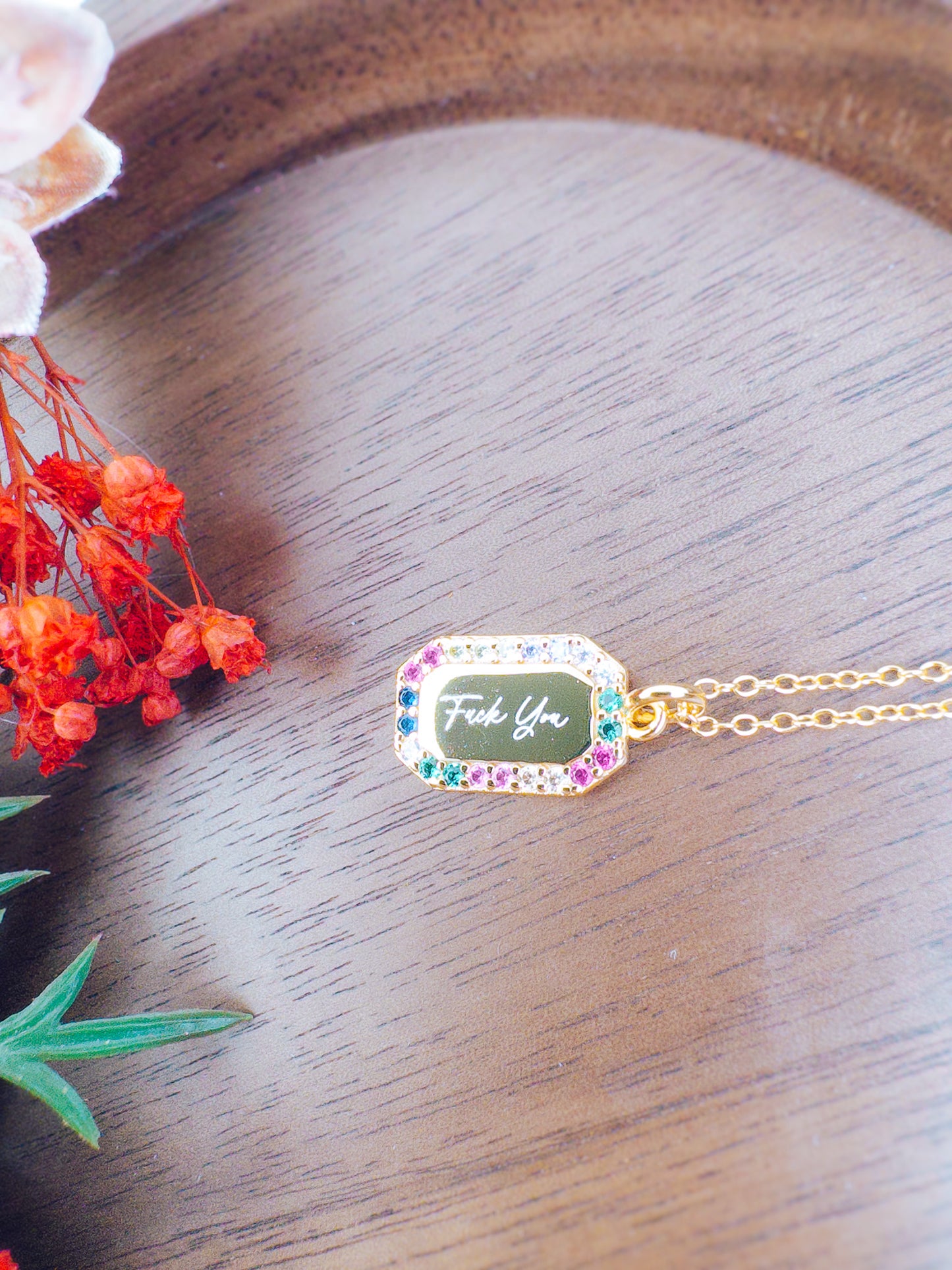 Fuck You Rainbow Necklace- 18k Gold Plated Sterling Silver