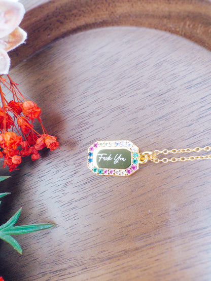 Fuck You Rainbow Necklace- 18k Gold Plated Sterling Silver