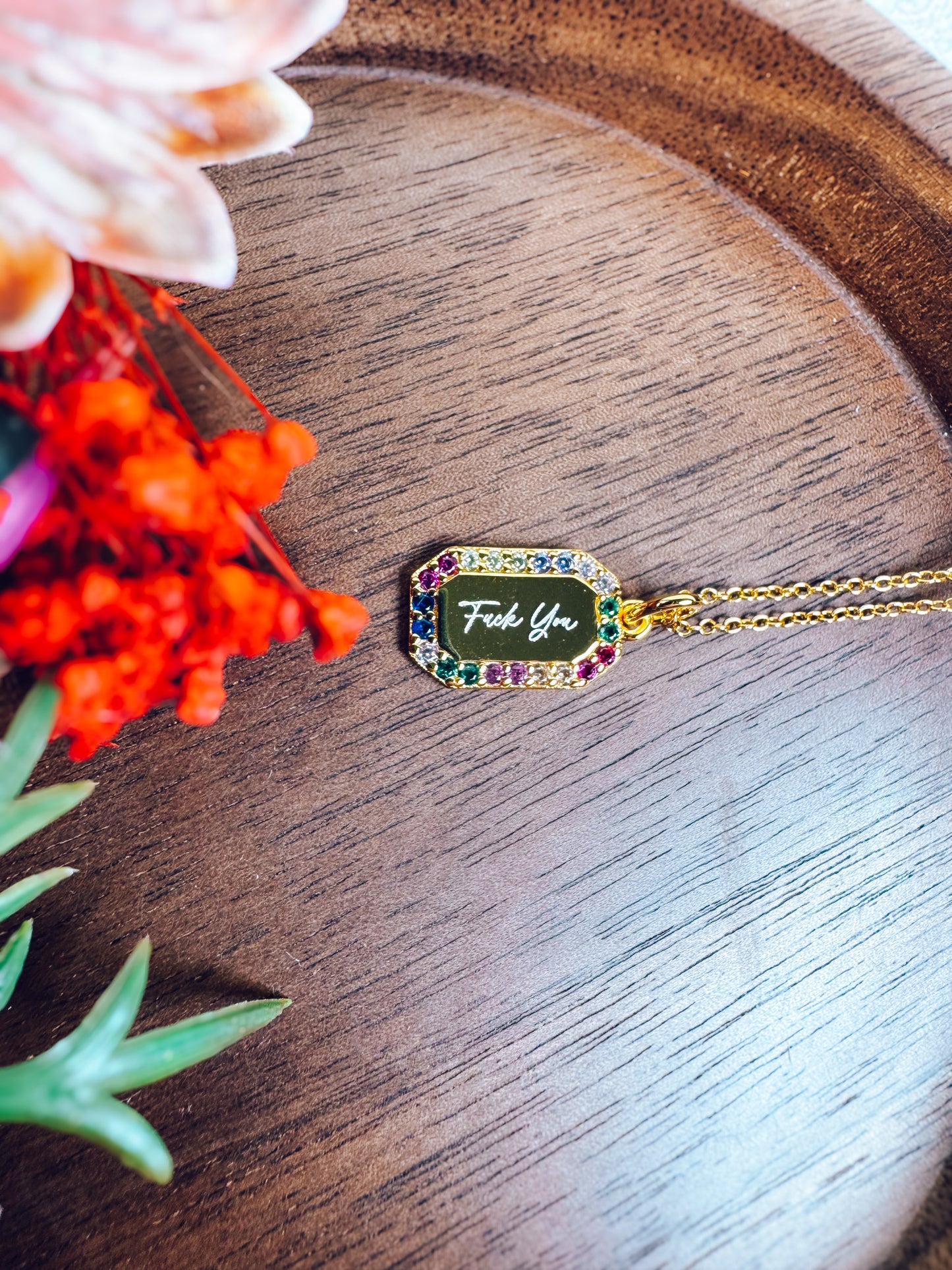 Fuck You Rainbow Necklace- 18k Gold Plated Sterling Silver