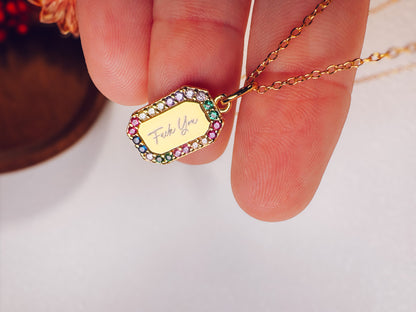 Fuck You Rainbow Necklace- 18k Gold Plated Sterling Silver