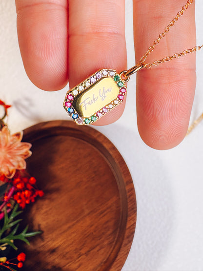 Fuck You Rainbow Necklace- 18k Gold Plated Sterling Silver