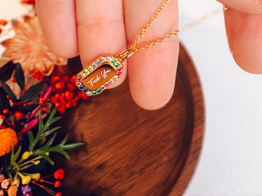 Fuck You Rainbow Necklace- 18k Gold Plated Sterling Silver
