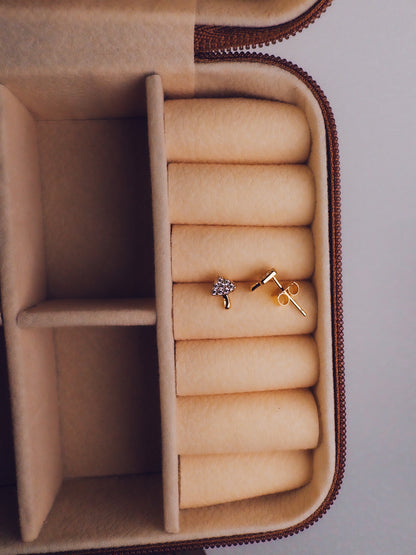 18k Gold Mushroom Stud Earrings