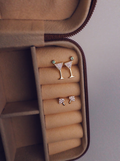 18k Gold Mushroom Stud Earrings