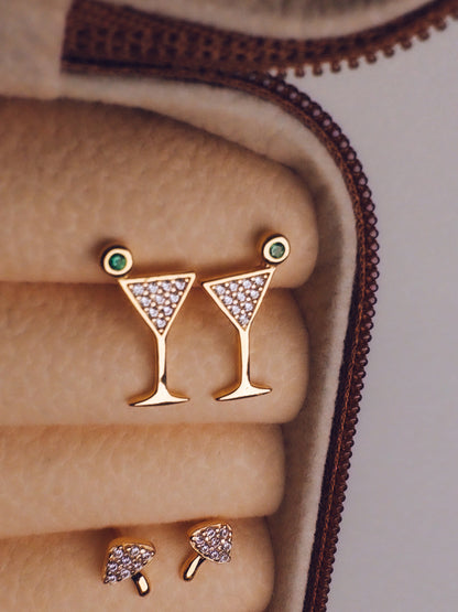 18k Gold Mushroom Stud Earrings