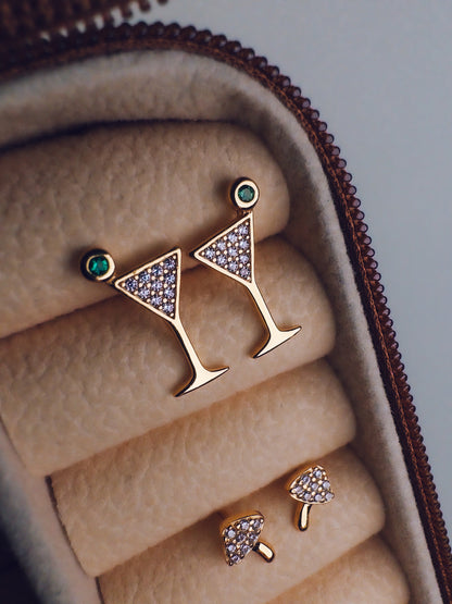 18k Gold Mushroom Stud Earrings