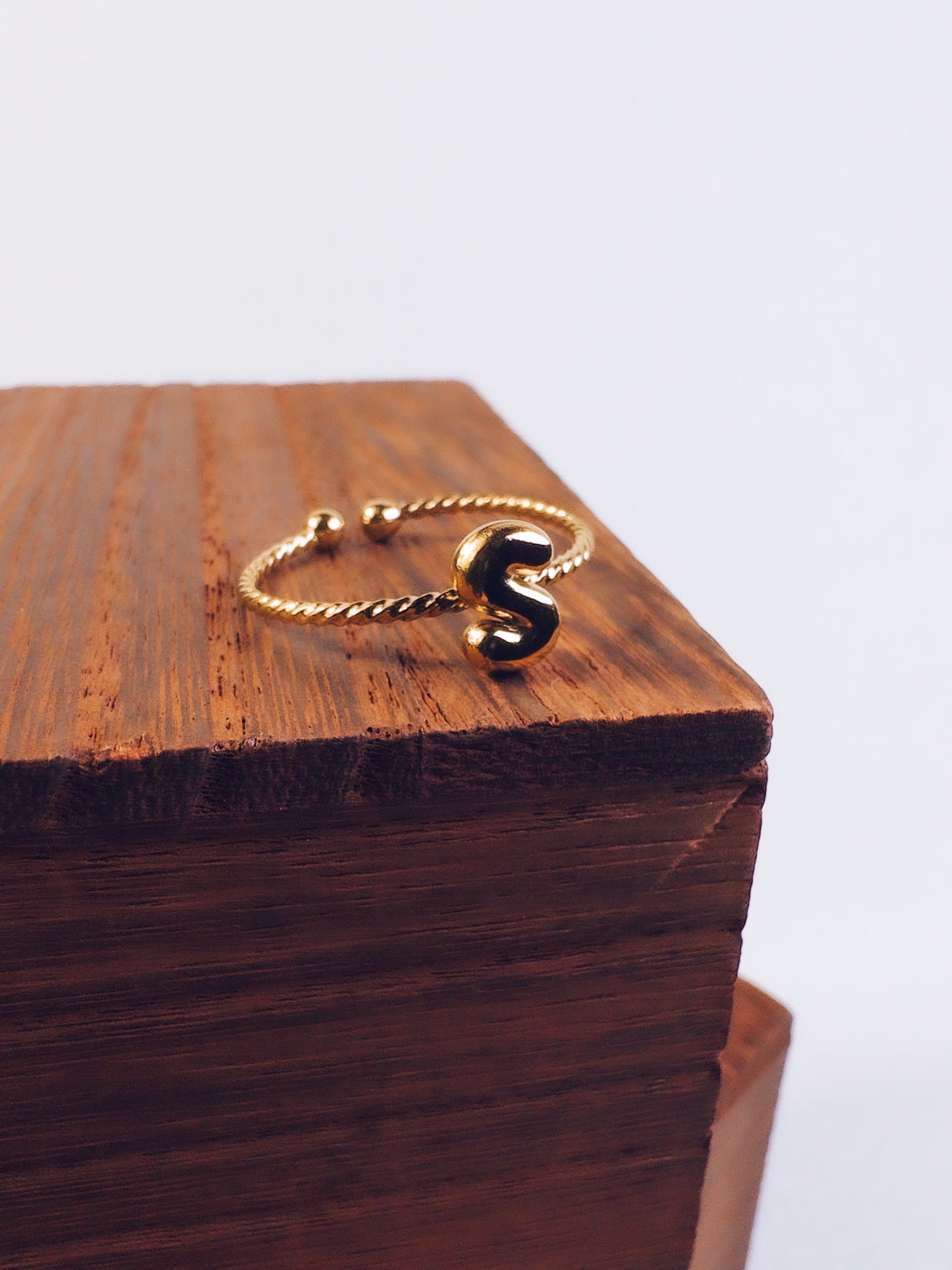 Adjustable 18k Gold Initial Ring