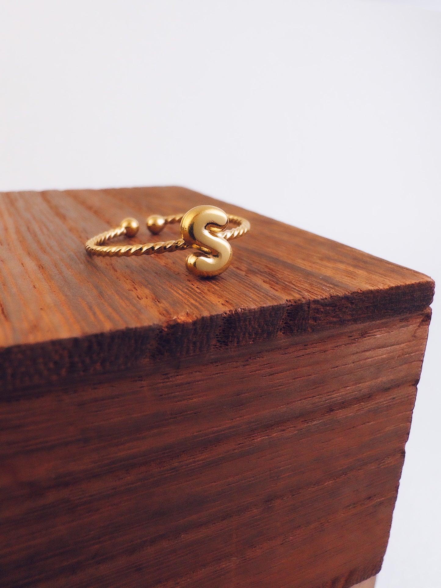 Adjustable 18k Gold Initial Ring