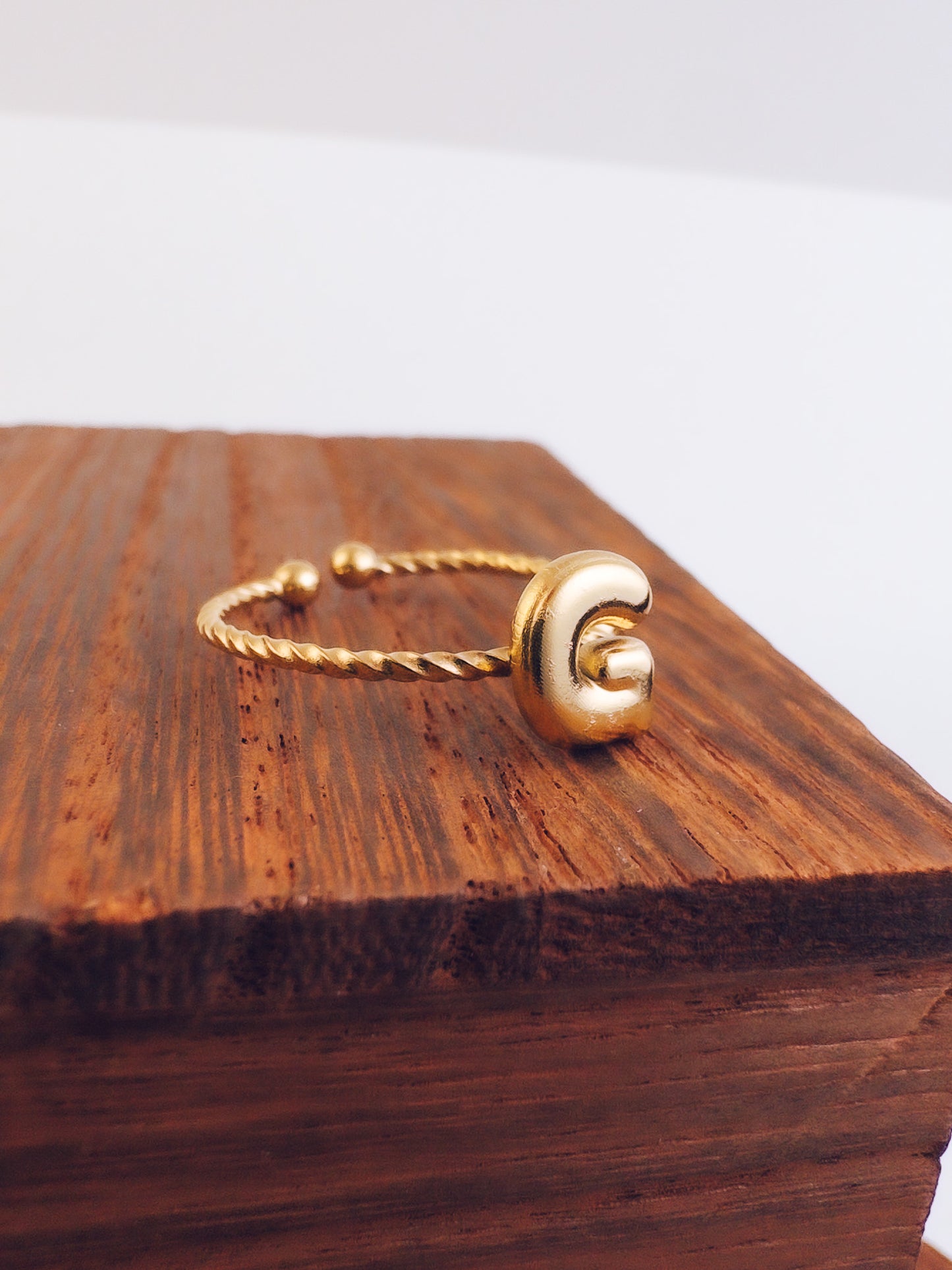 Adjustable 18k Gold Initial Ring