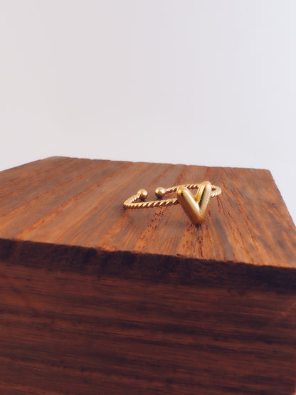 Adjustable 18k Gold Initial Ring