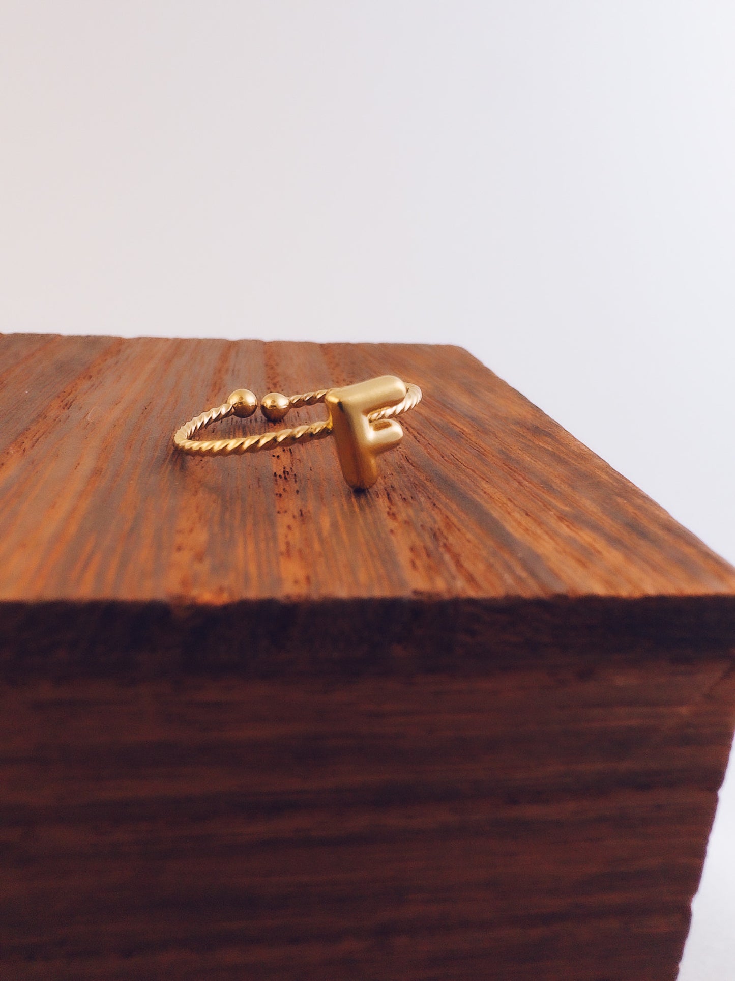 Adjustable 18k Gold Initial Ring