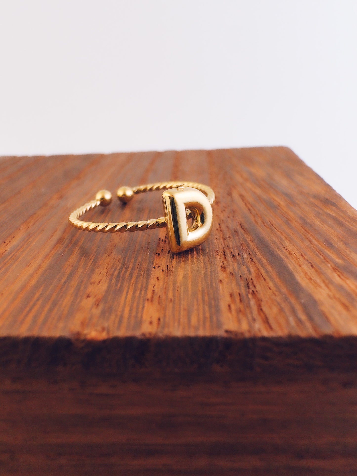 Adjustable 18k Gold Initial Ring