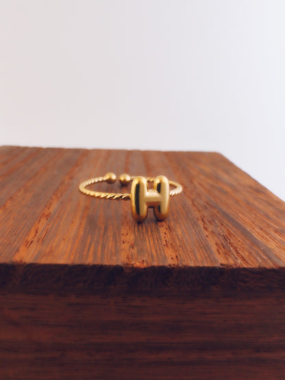 Adjustable 18k Gold Initial Ring