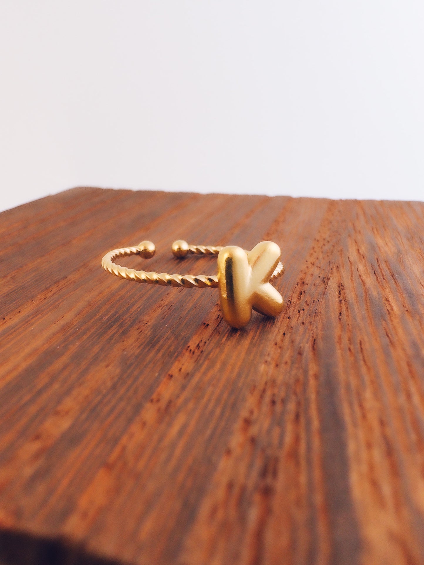Adjustable 18k Gold Initial Ring