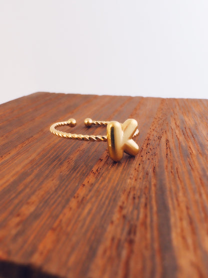 Adjustable 18k Gold Initial Ring