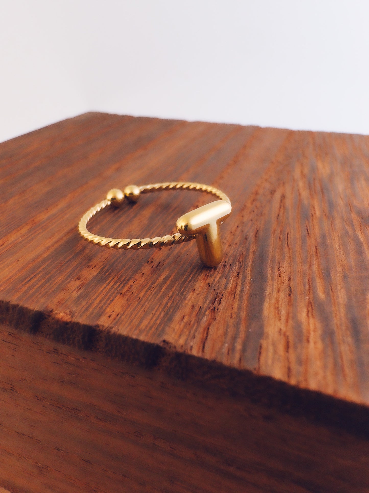 Adjustable 18k Gold Initial Ring