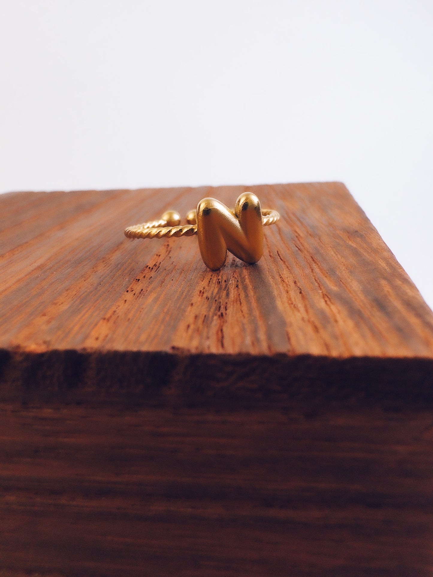 Adjustable 18k Gold Initial Ring
