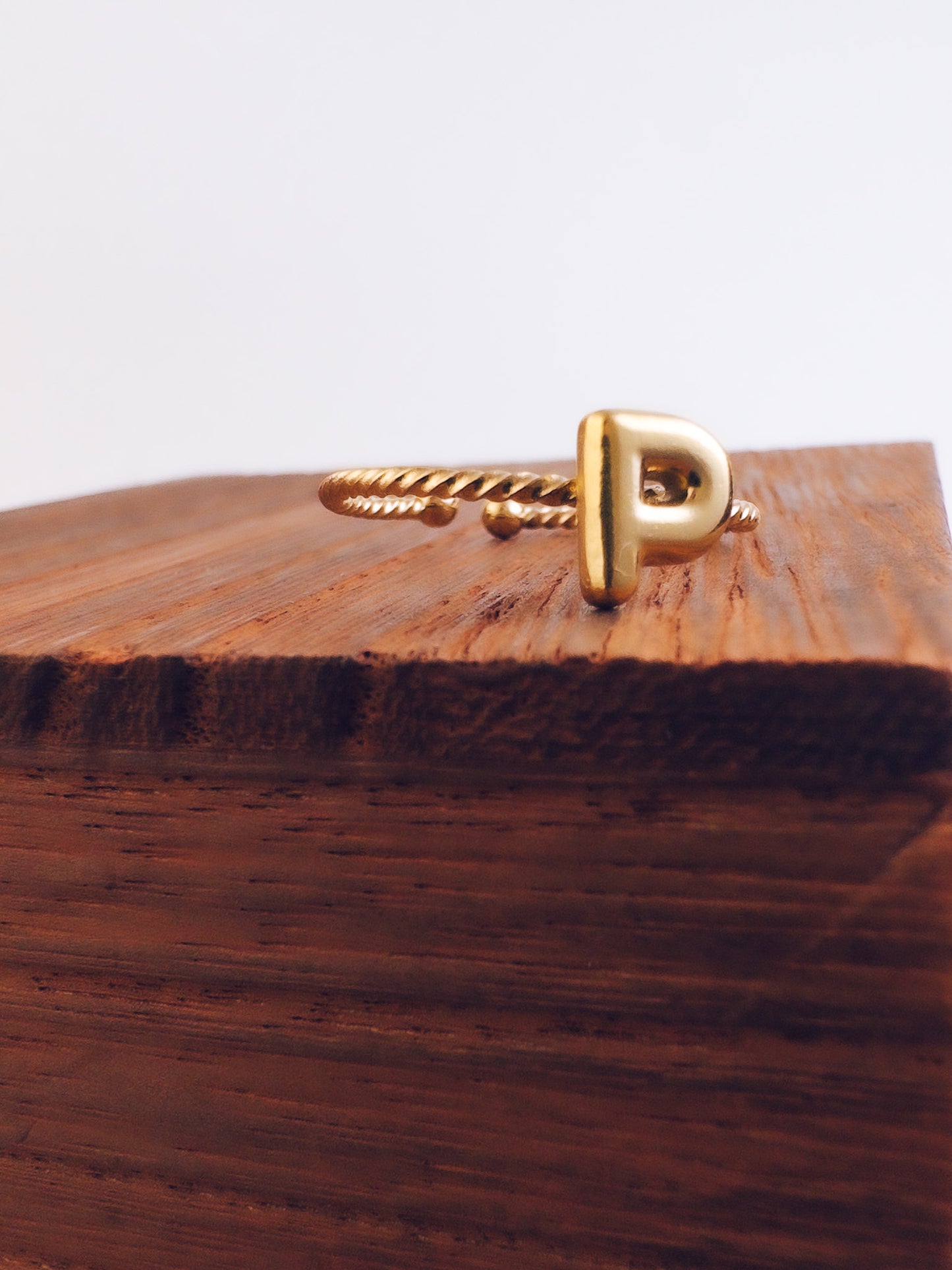 Adjustable 18k Gold Initial Ring