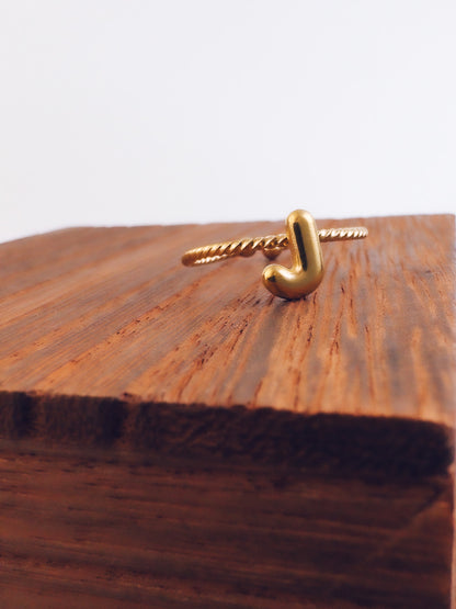 Adjustable 18k Gold Initial Ring