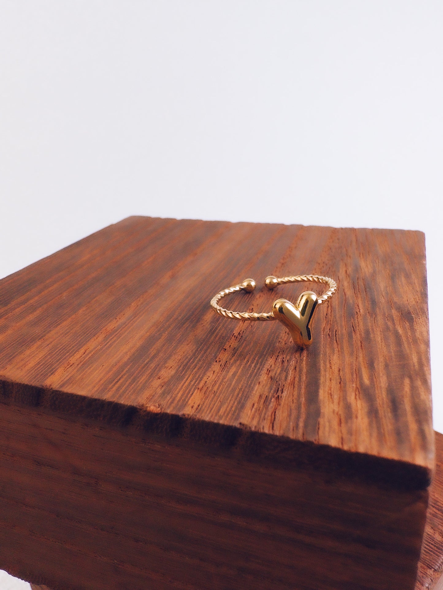 Adjustable 18k Gold Initial Ring