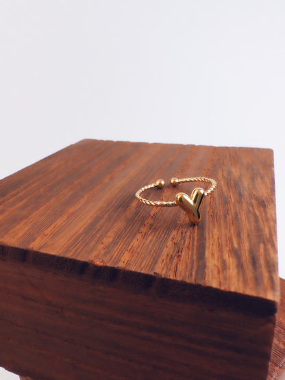 Adjustable 18k Gold Initial Ring