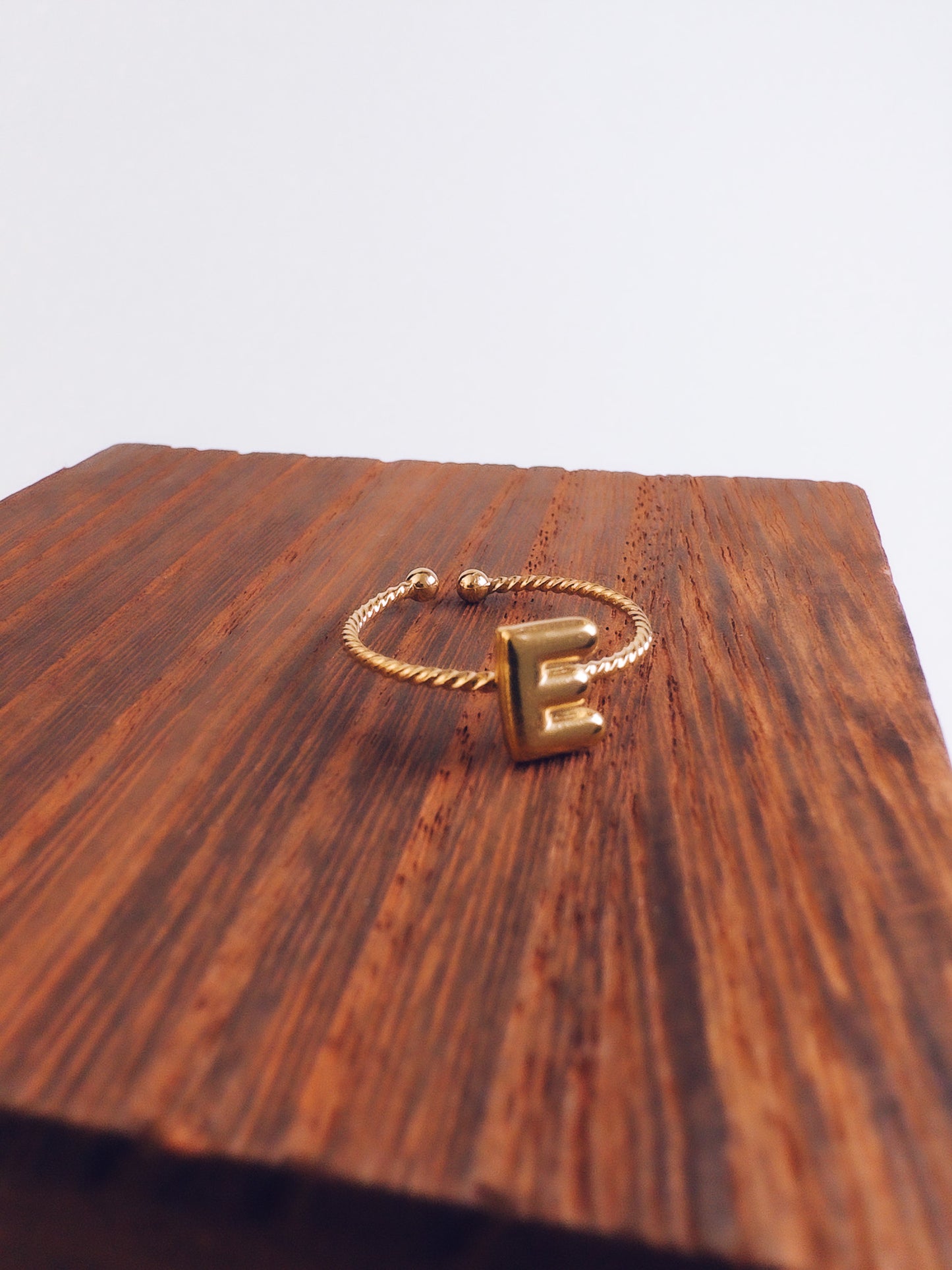 Adjustable 18k Gold Initial Ring