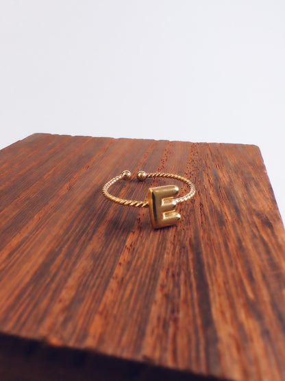 Adjustable 18k Gold Initial Ring