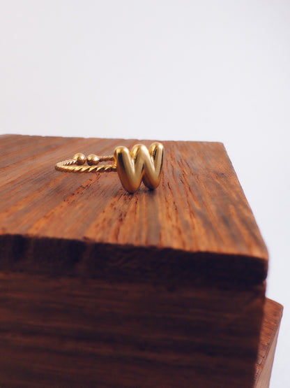 Adjustable 18k Gold Initial Ring