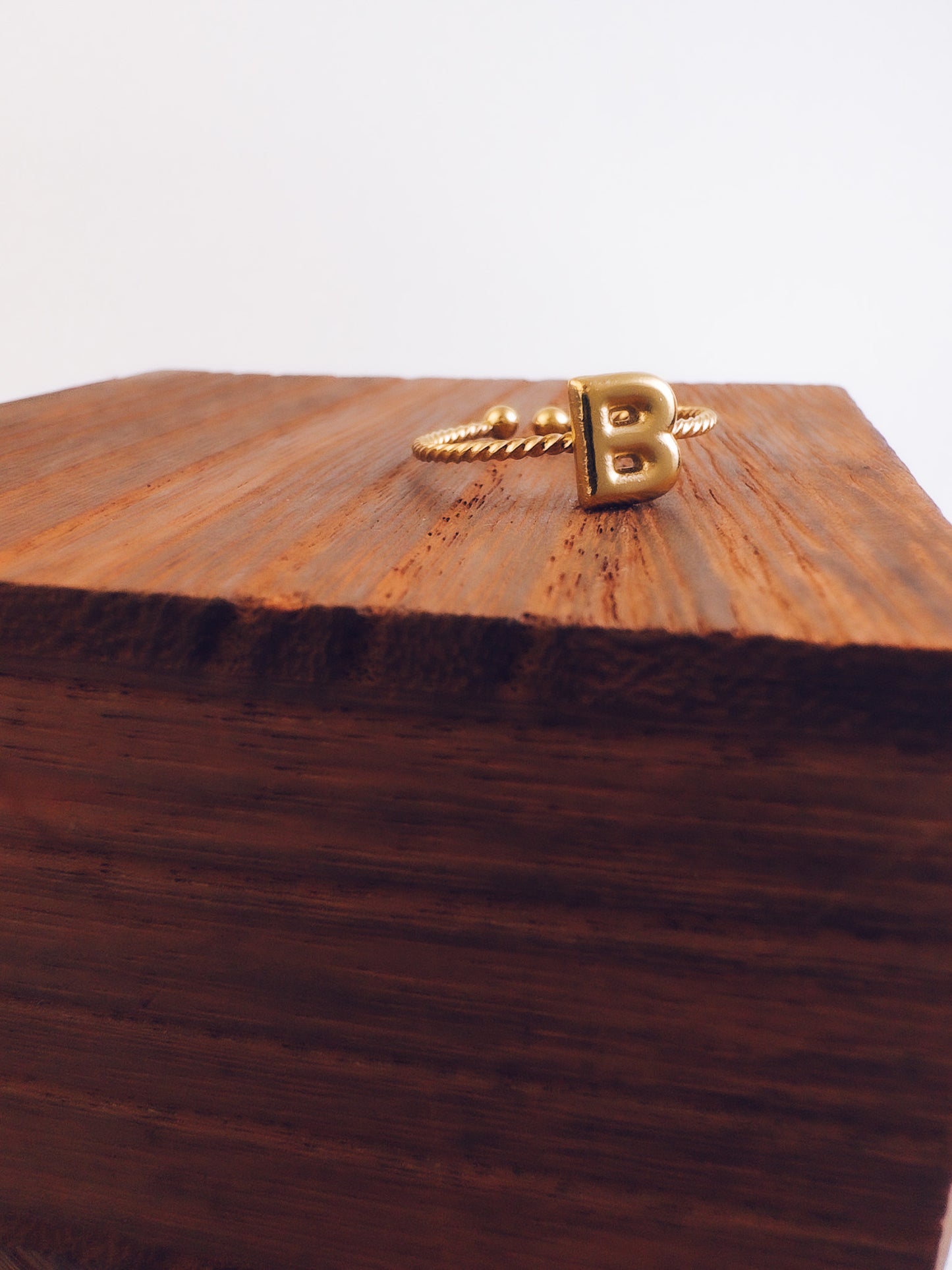 Adjustable 18k Gold Initial Ring