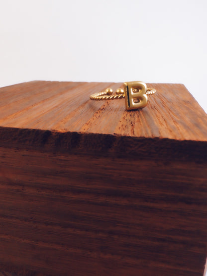 Adjustable 18k Gold Initial Ring