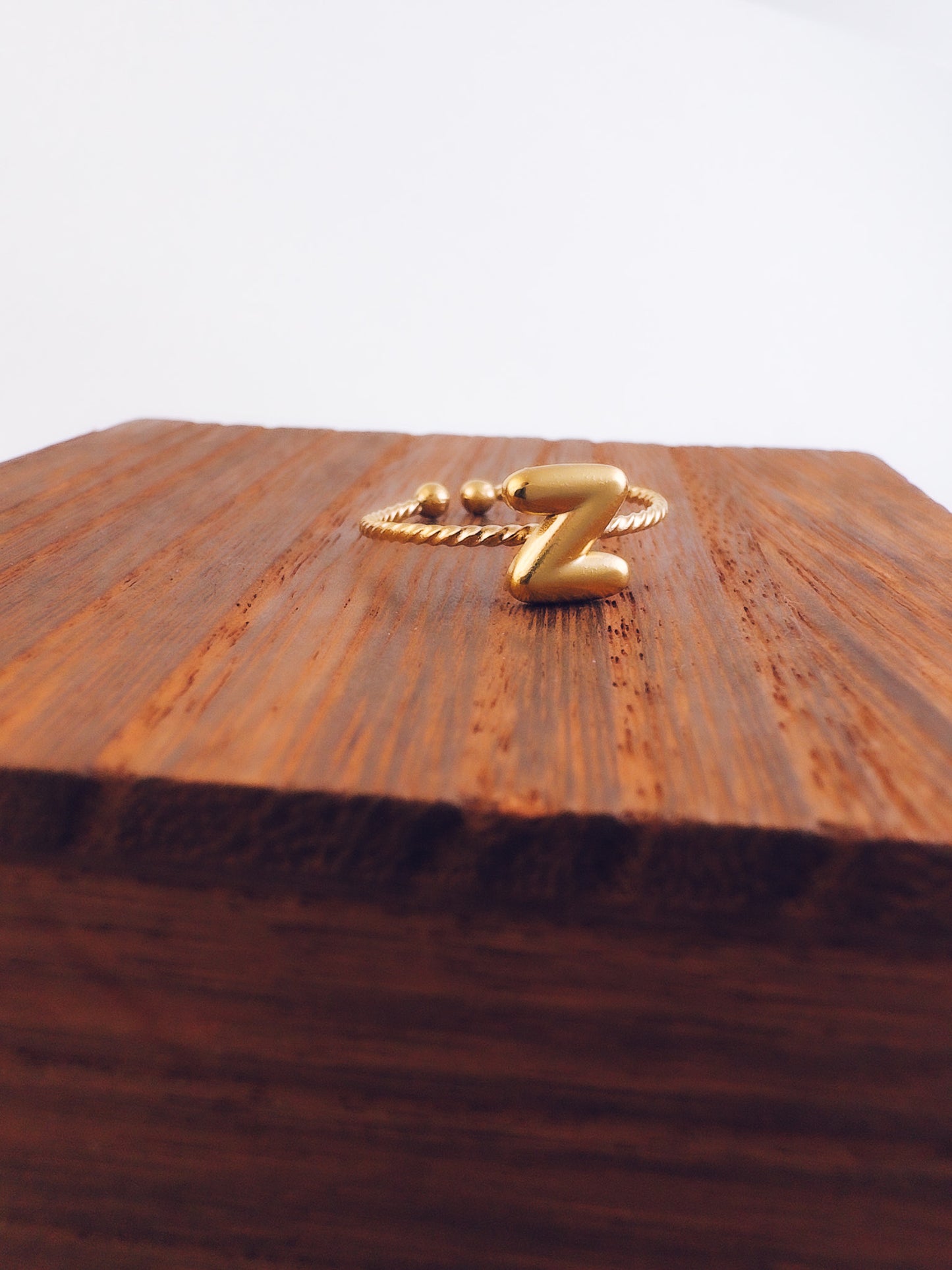 Adjustable 18k Gold Initial Ring