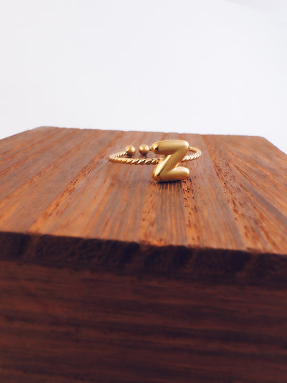 Adjustable 18k Gold Initial Ring