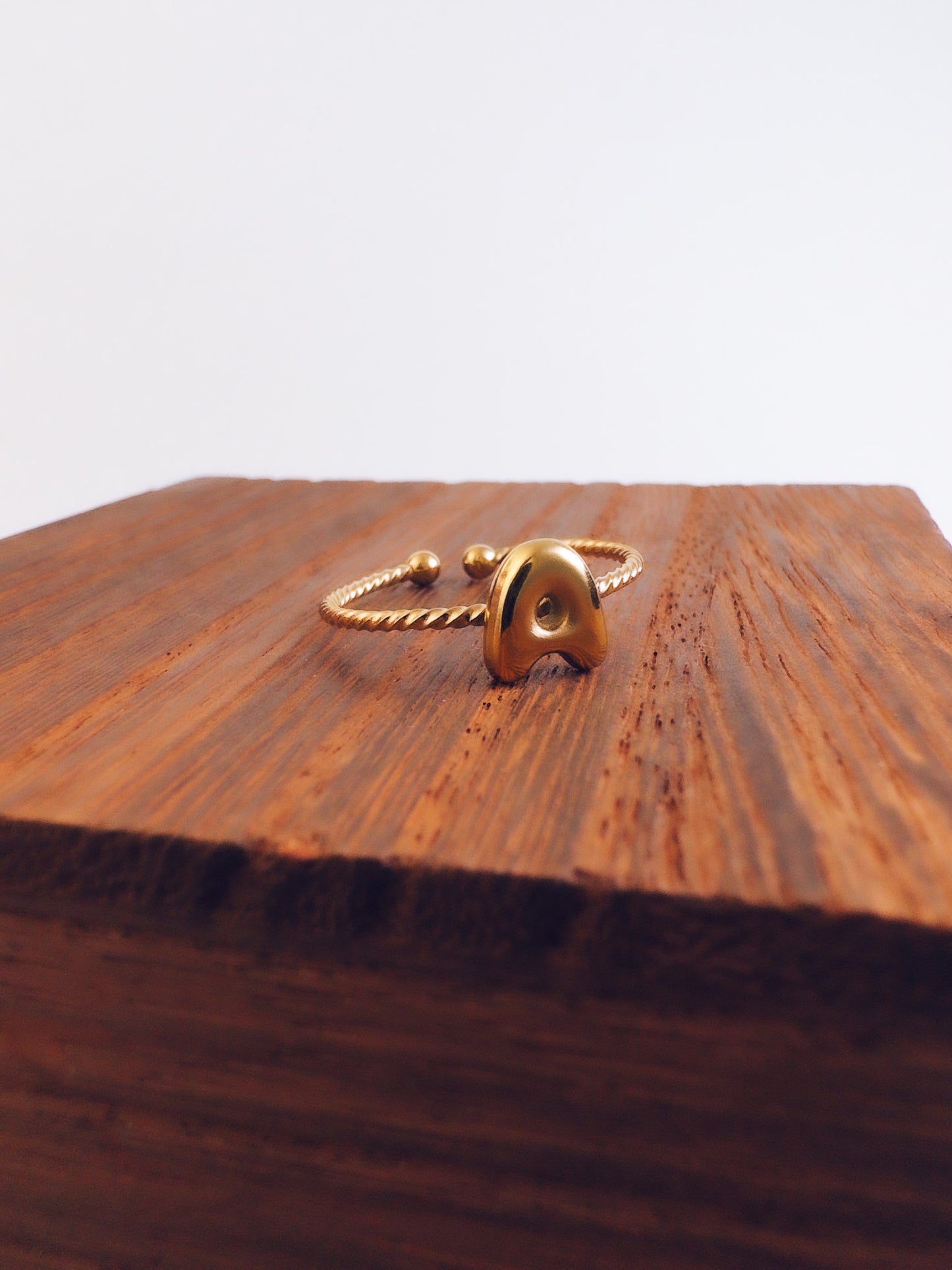 Adjustable 18k Gold Initial Ring