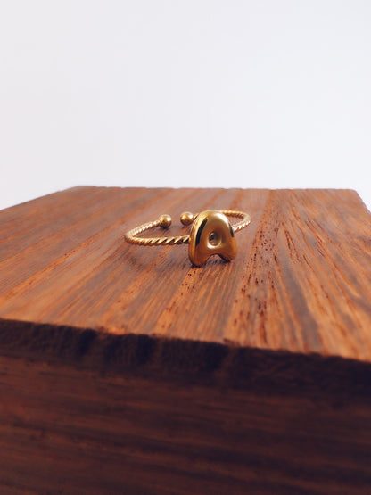 Adjustable 18k Gold Initial Ring