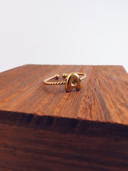 Adjustable 18k Gold Initial Ring