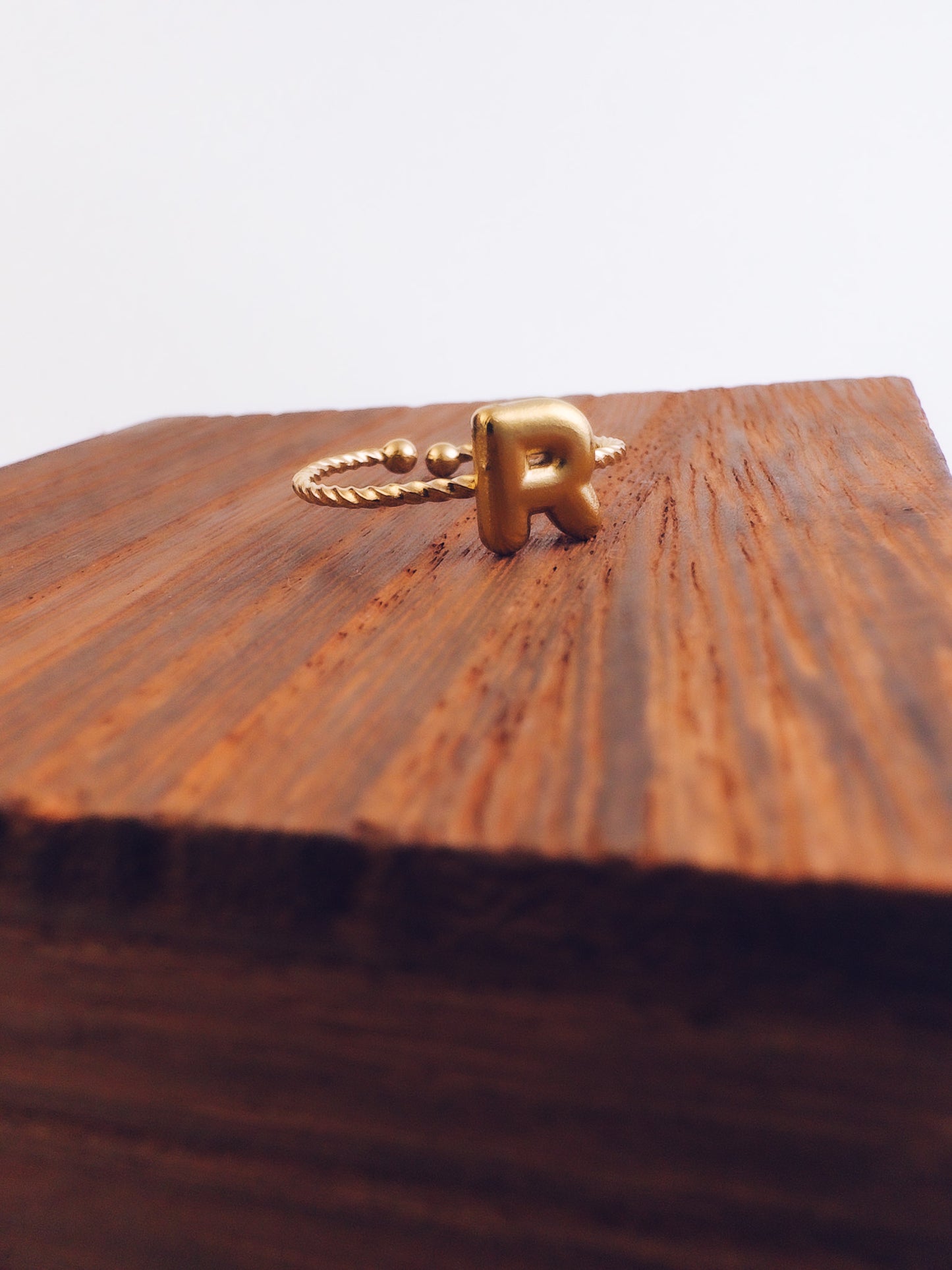 Adjustable 18k Gold Initial Ring