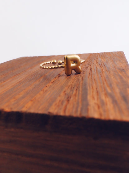 Adjustable 18k Gold Initial Ring