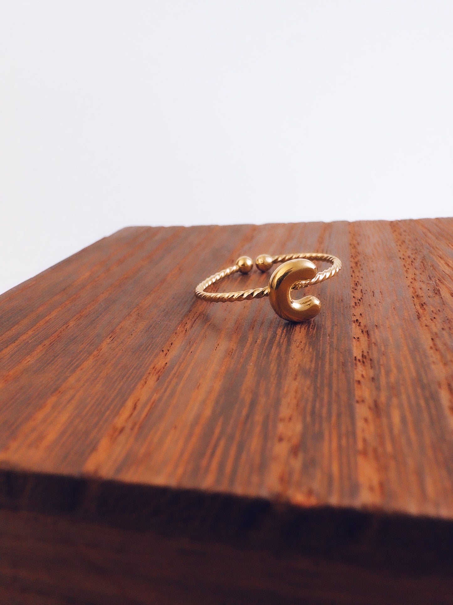 Adjustable 18k Gold Initial Ring
