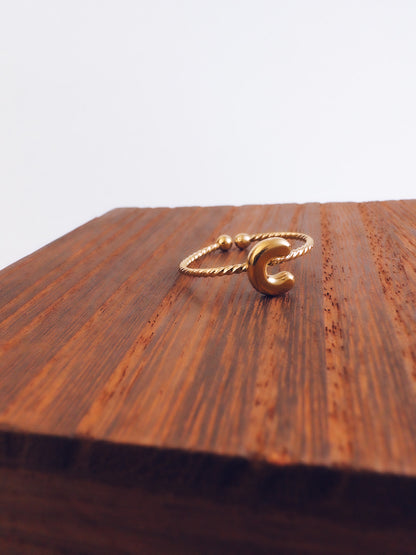 Adjustable 18k Gold Initial Ring