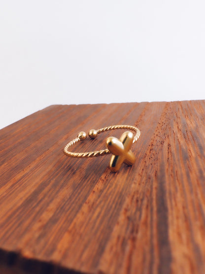 Adjustable 18k Gold Initial Ring