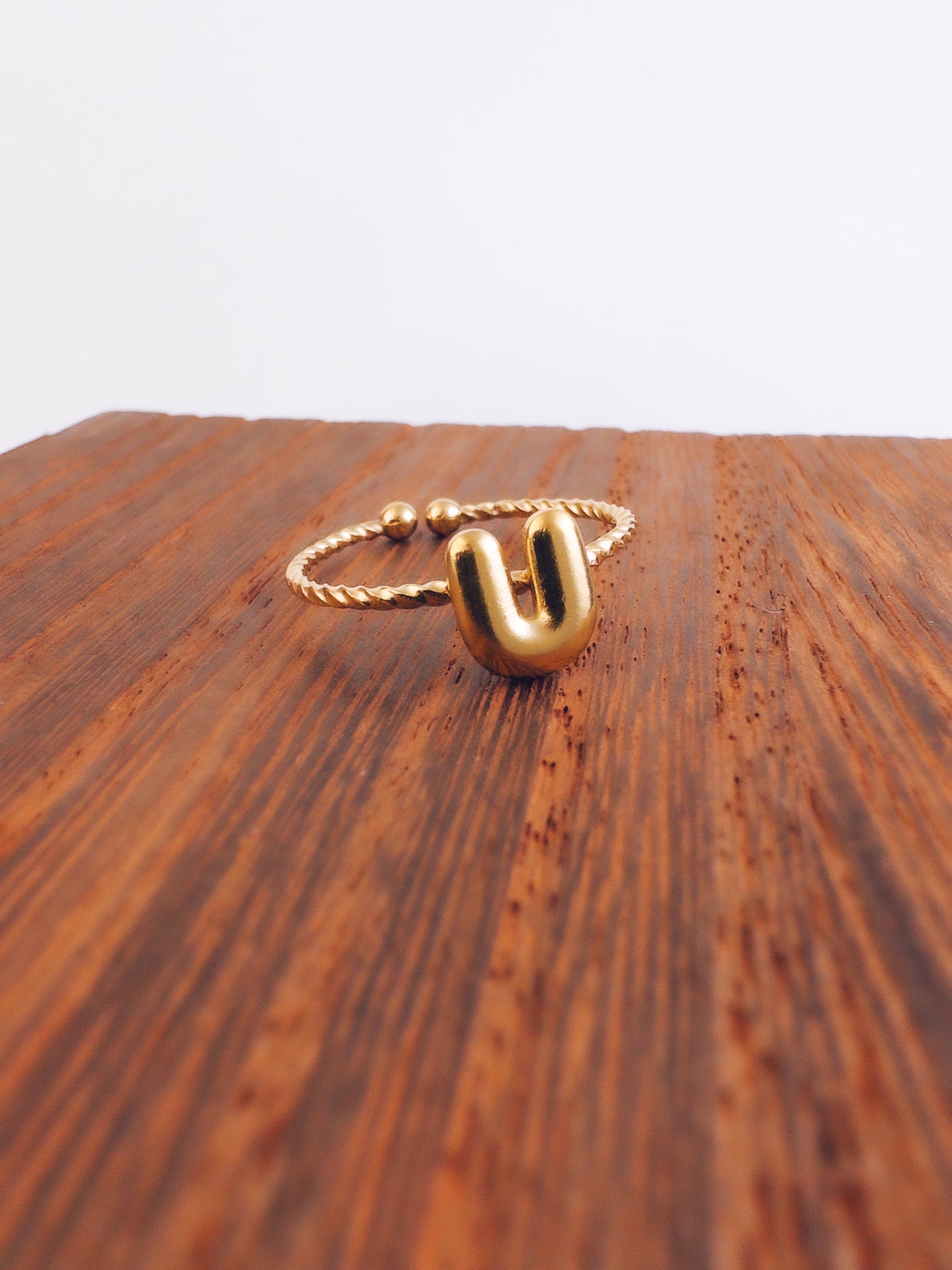 Adjustable 18k Gold Initial Ring