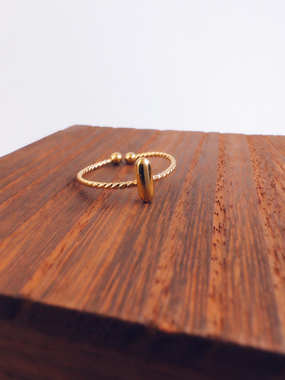 Adjustable 18k Gold Initial Ring