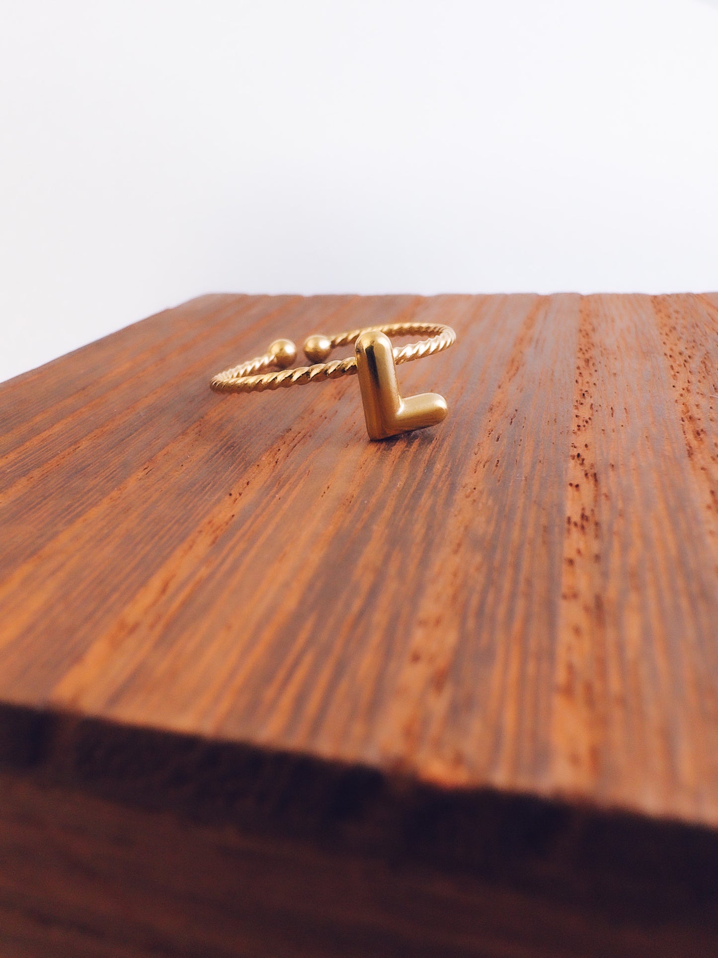 Adjustable 18k Gold Initial Ring