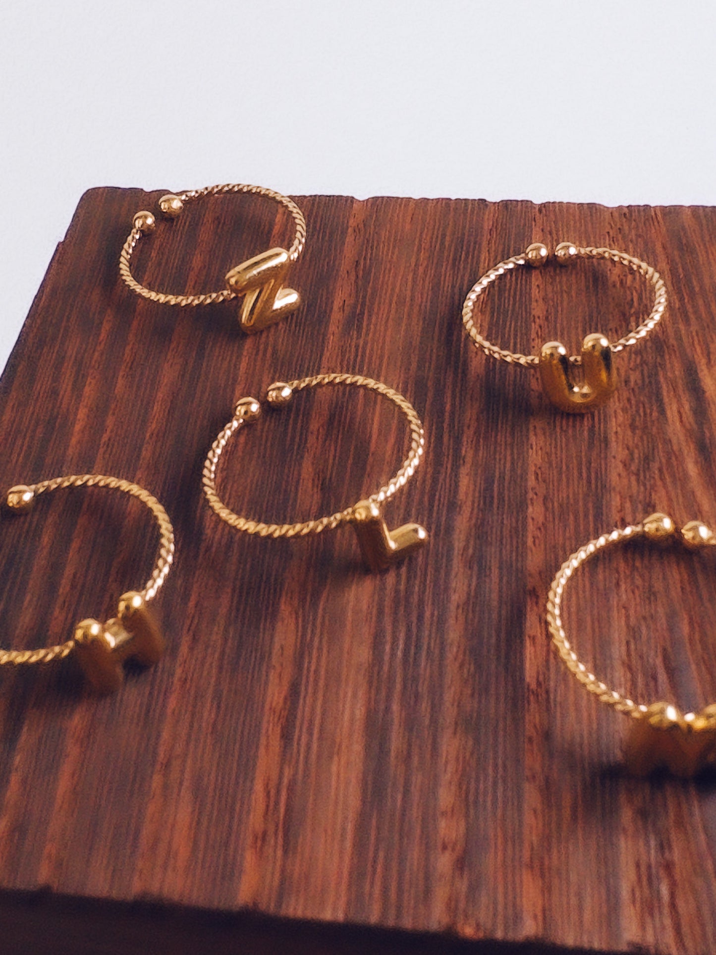 Adjustable 18k Gold Initial Ring