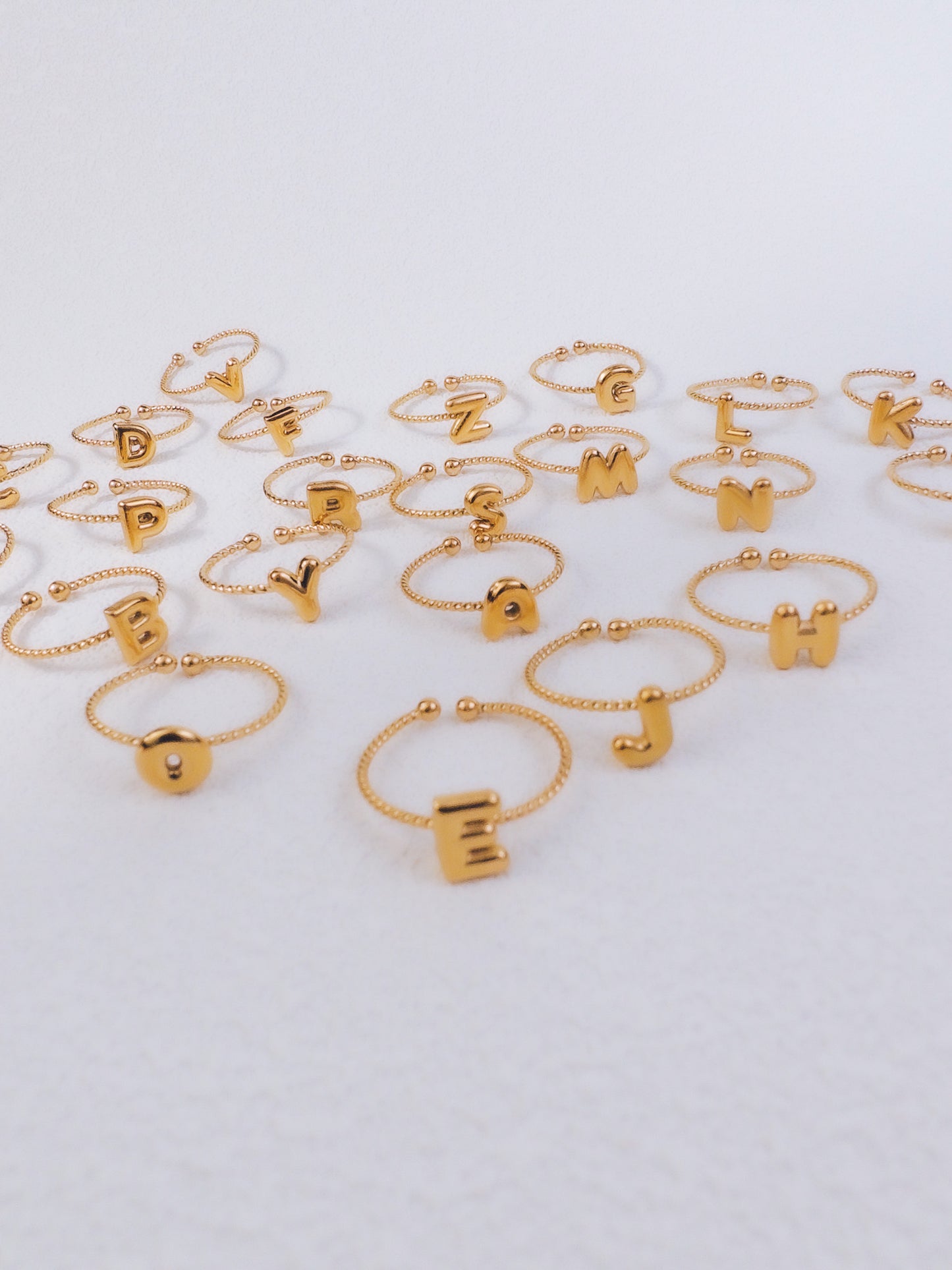 Adjustable 18k Gold Initial Ring