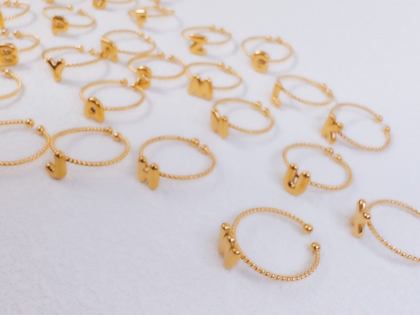 Adjustable 18k Gold Initial Ring