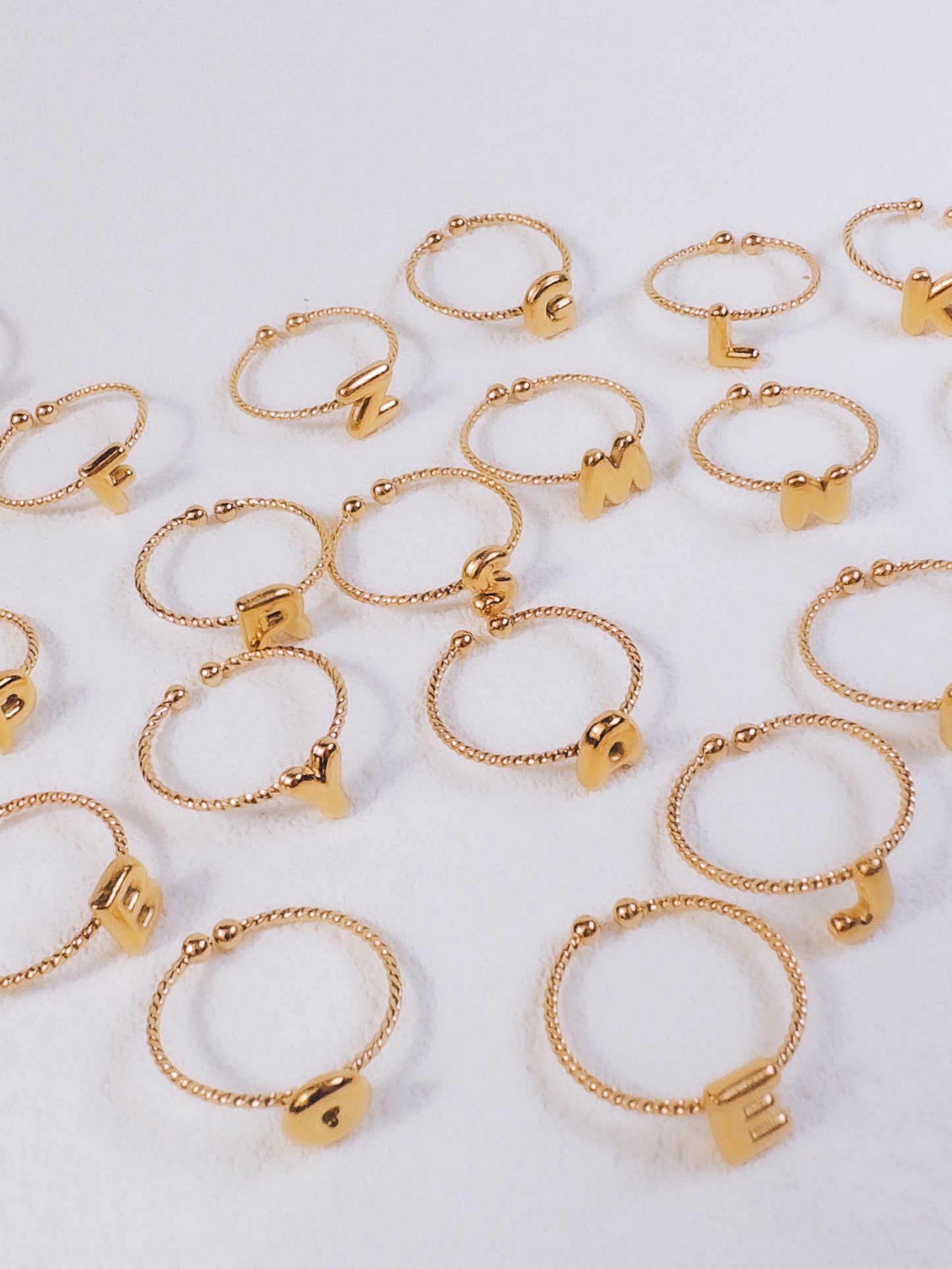 Adjustable 18k Gold Initial Ring