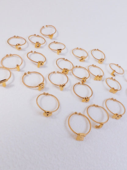 Adjustable 18k Gold Initial Ring
