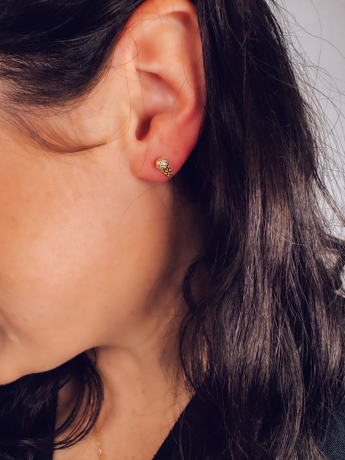 18K Gold Ice Cream Cone Studs